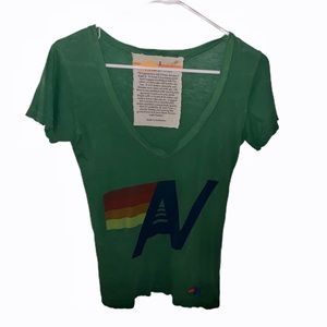 Aviator Nation V-neck Womens green t-shirt. Size S